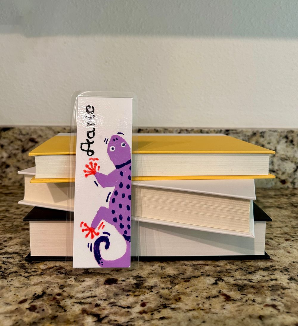 Custom Name Hand Painted Gecko Bookmark